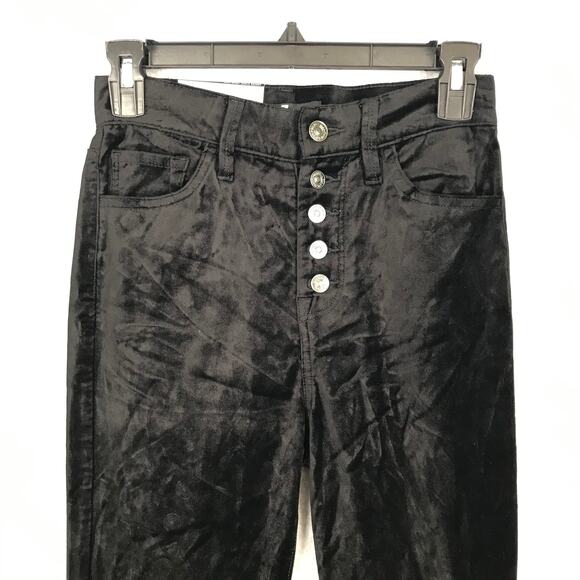 7 For All Mankind Velvet Pants Size 25 Black Victorian Academia Whimsigoth Dark - Picture 2 of 14